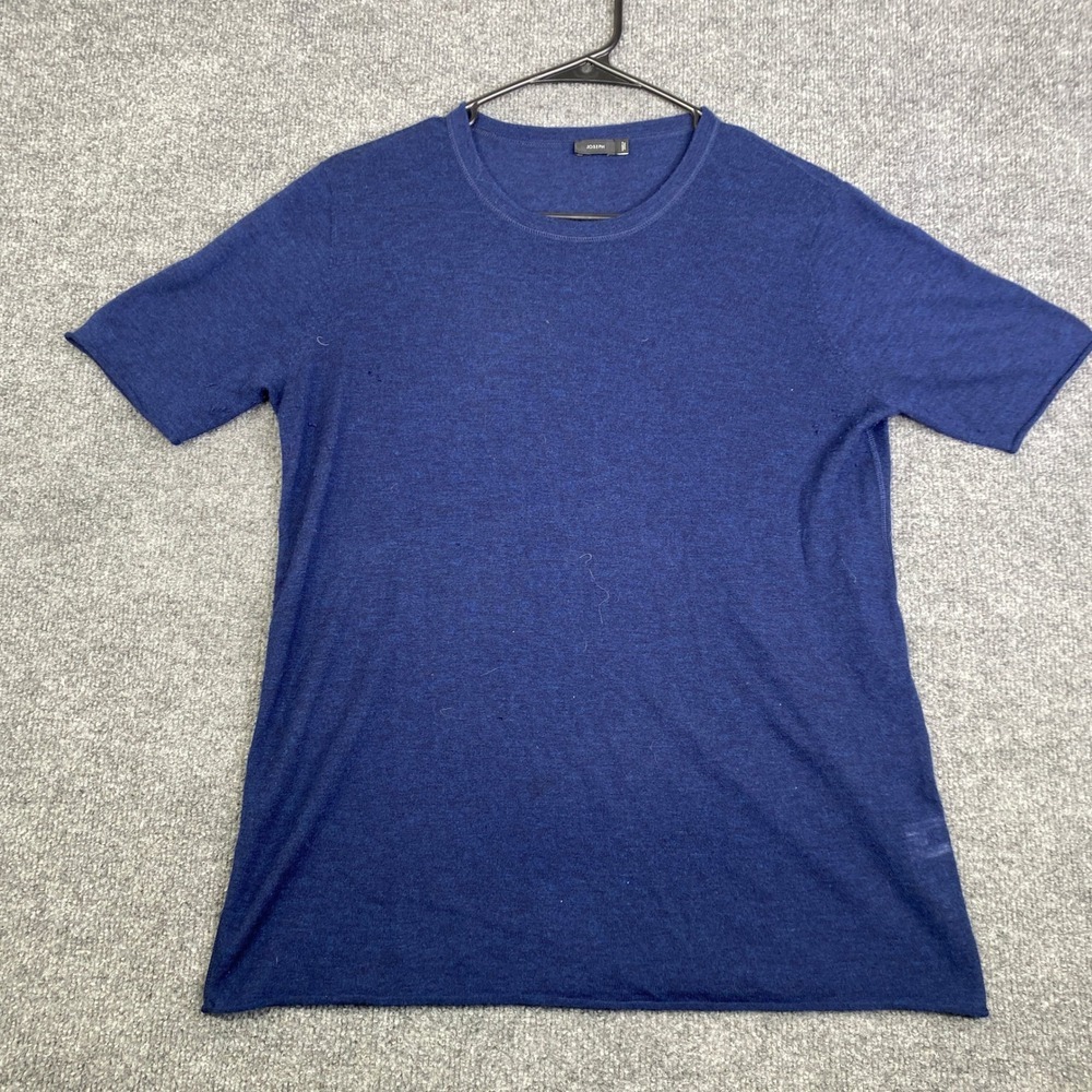Joseph London 100% Cashmere Short Sleeve Tee Navy Blue Crew Neck Top Size M